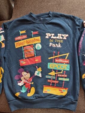 Disney Navy 'Play in the Park' Mickey Sweatshirt with Multicolor Graphics
